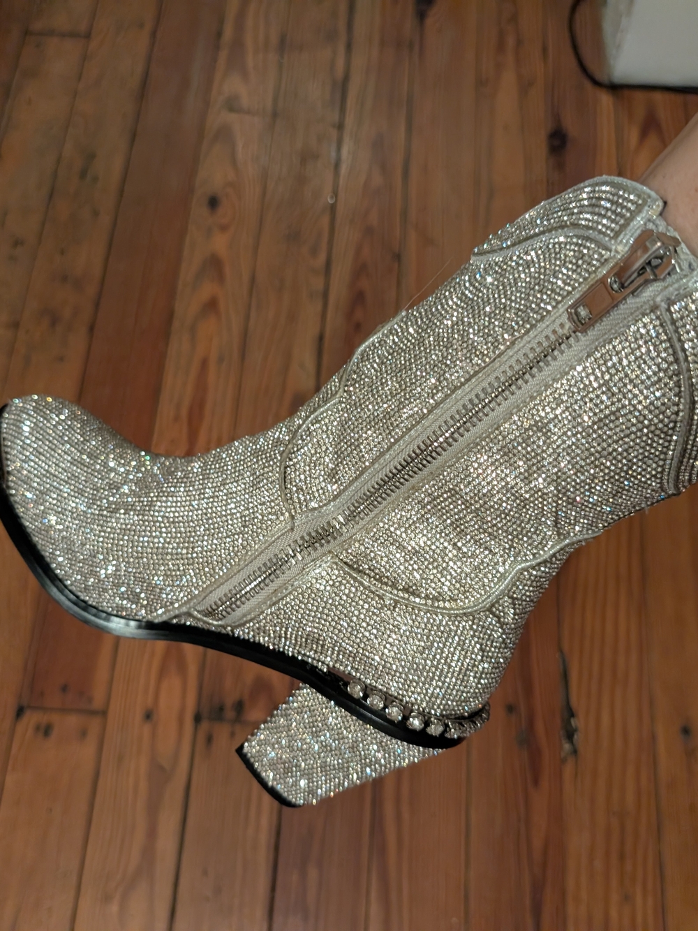 Silver Rhinestone Embellished Women’s Western Boot